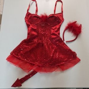 Adult Sexy Devil Costume (dress and headband) - Extra Small